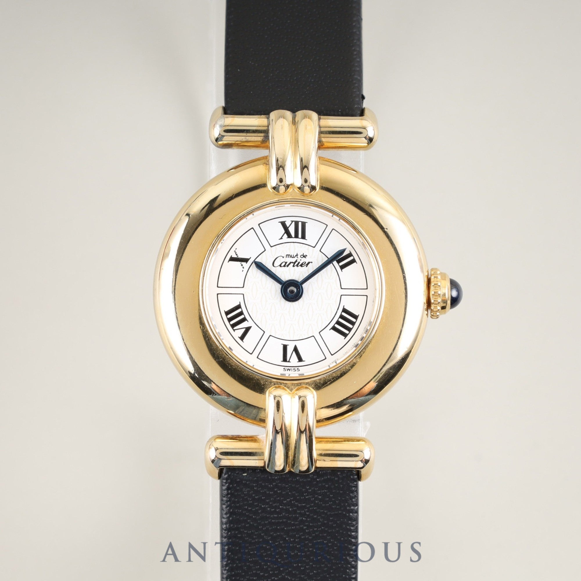 カルティエ マストコリゼ W1009954 / 1902 クォーツ SV925 革 純正尾錠(GP)ホワイト飛びローマンCC文字盤 オーバーホール済み