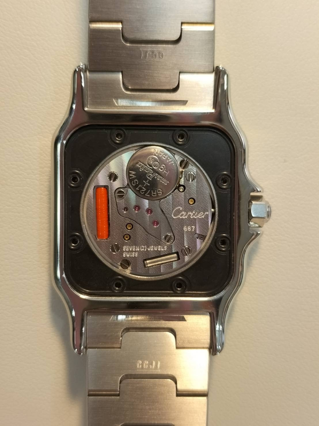 Cartier Santos Galbee LM W20030C4 / 187901 Quartz Caliber 687 Stainless Steel/Yellow Gold with Gray Roman Dial, Overhauled