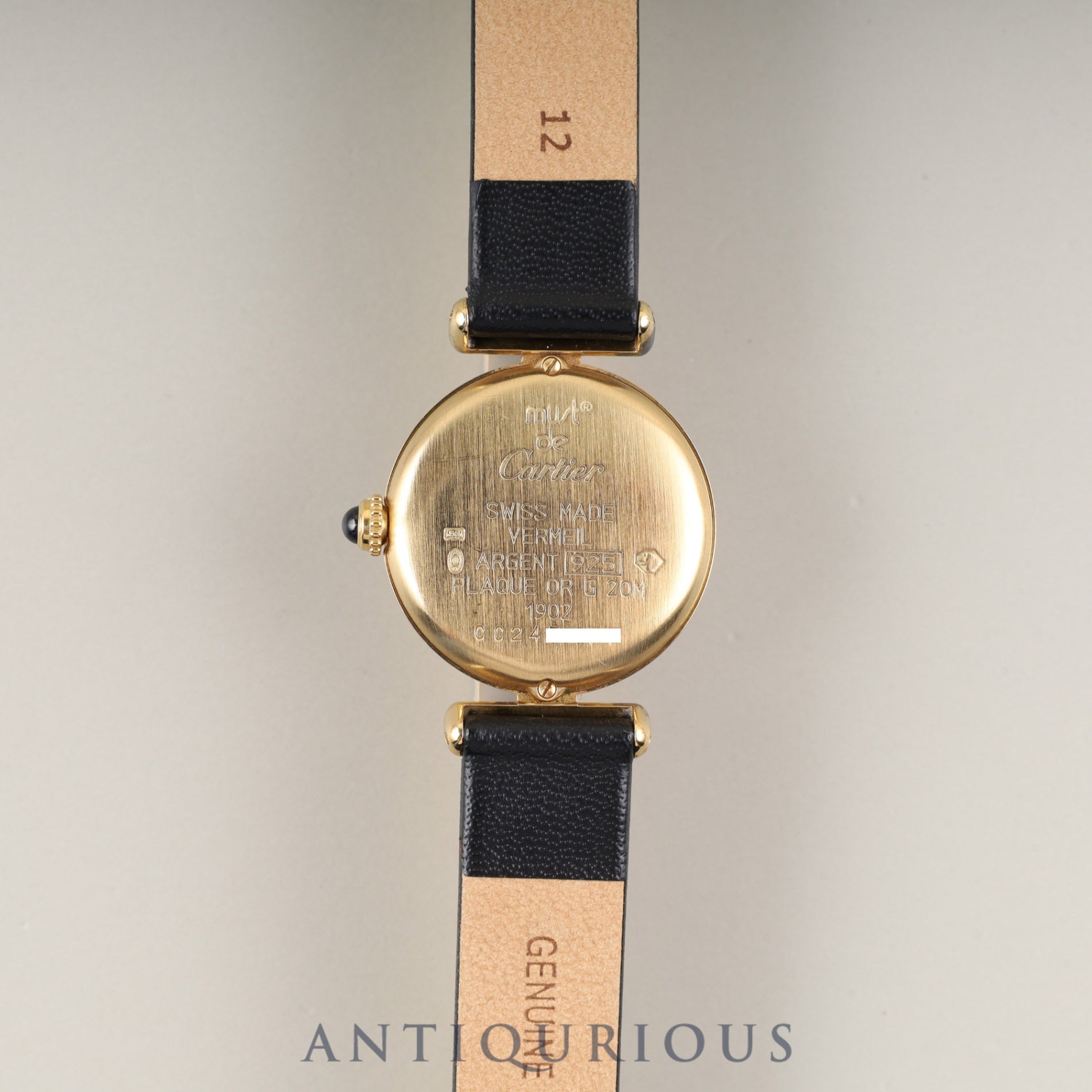 カルティエ マストコリゼ W1009954 / 1902 クォーツ SV925 革 純正尾錠(GP)ホワイト飛びローマンCC文字盤 オーバーホール済み