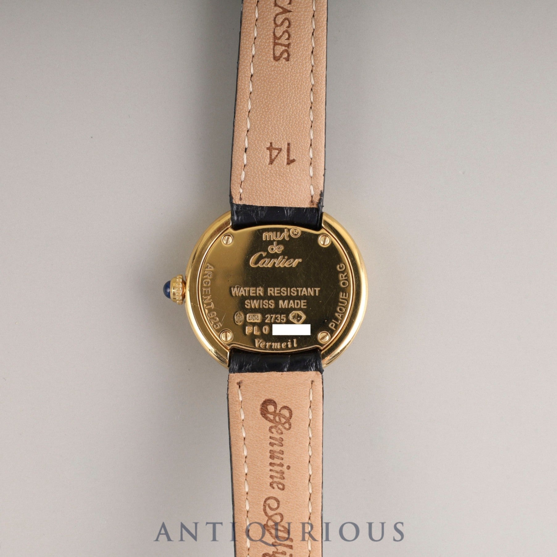 Cartier Must Trinity W1010644 / 2735 Quartz Cal.157 SV925 Leather Genuine D-buckle (GP) Silver Roman dial Overhauled