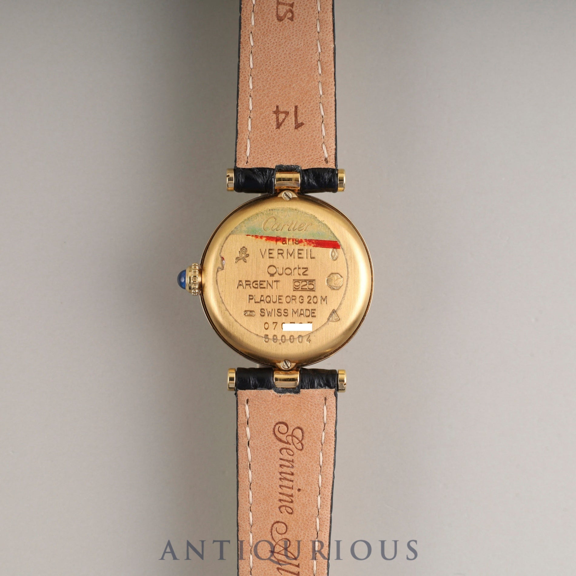 Cartier Must Vendôme VLC SM 590004 Quartz Caliber 90 SV925 Leather Strap with Genuine D-buckle (GP) Arabic Dial Overhauled