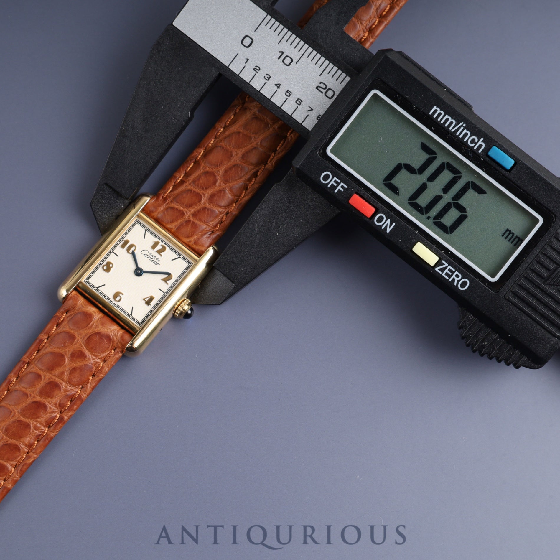 Cartier Must Tank SM W1008354 / 1613 Quartz Cal.057 SV925 Leather Genuine D Buckle (GP) Flying Arabic CC Dial Overhauled