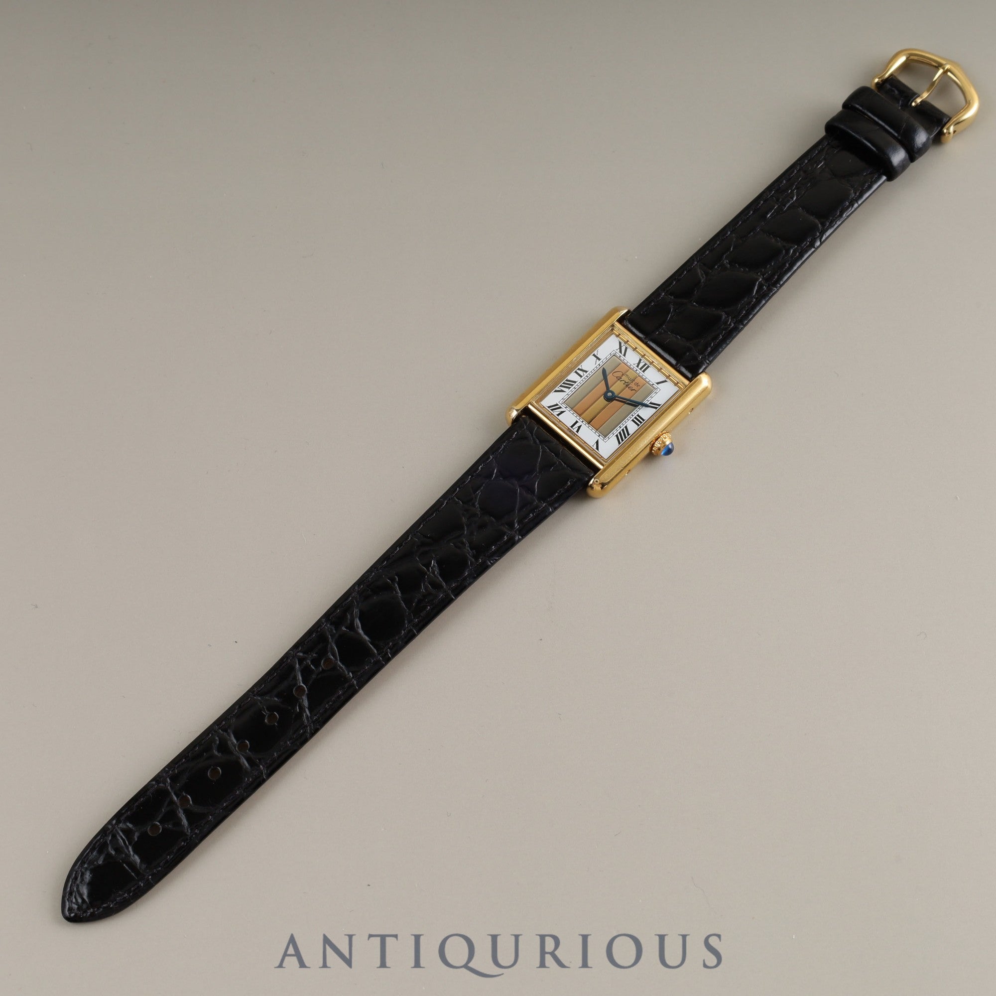 Cartier Must Tank LM QZ 590005 925 Leather Front Trinity Dial Box Complete Cartier Boutique Service