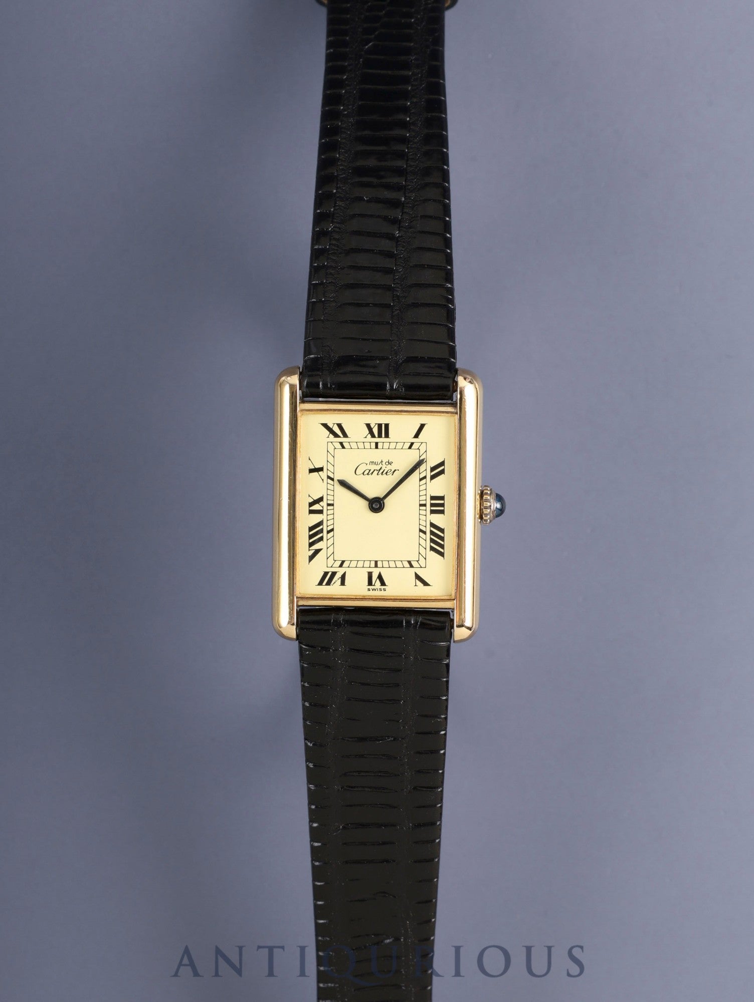 カルティエ マストタンク LM 手巻き Cal.78-1 SV925 革 純正尾錠(GP)アイボリーローマン文字盤(SWISS表記)オーバーホール済み