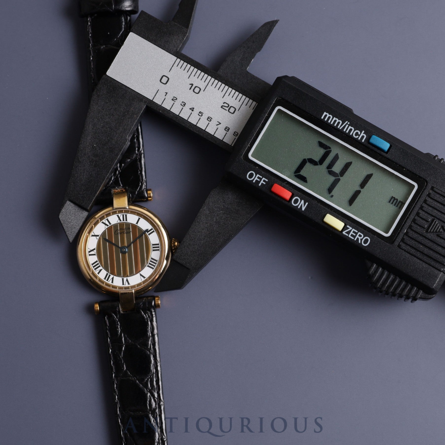 Cartier Must VLC Vendome SM 590004 Quartz SV925 Leather Genuine Buckle (GP) Front Trinity Dial