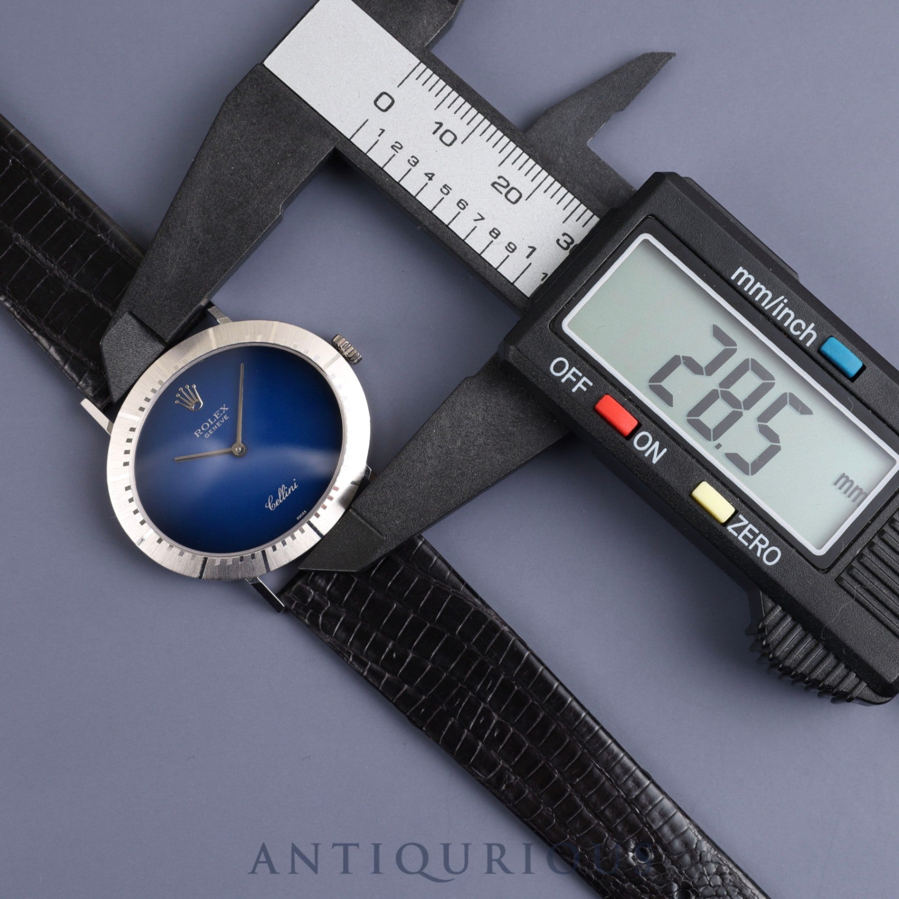 Rolex Cellini 4083 Manual winding Cal.1601 750 Leather Genuine buckle (SS) Blue gradient dial No. 43 (1975) Overhauled