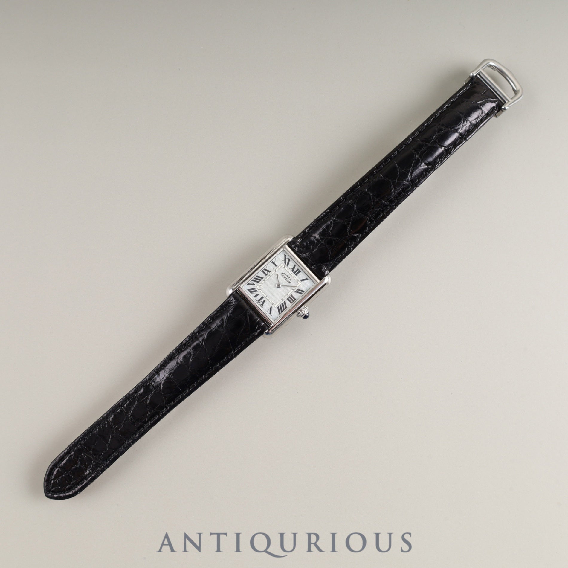 カルティエ マストタンク MM 2416 クォーツ Cal.057 SV925 革 純正Dバックル(SS)シルバーローマン文字盤(2000年クリスマス限定) オーバーホール済み