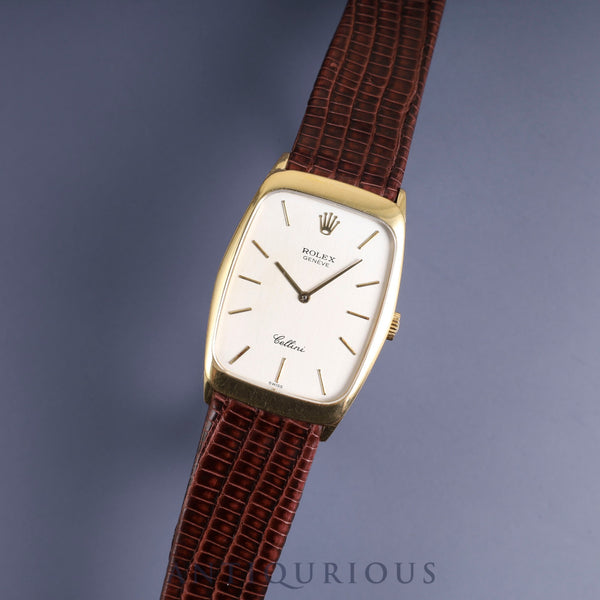 Rolex Cellini 4136 Manual winding Cal.1601 750 Leather Genuine buckle (GP) Silver dial No. 43 (1975) Overhauled