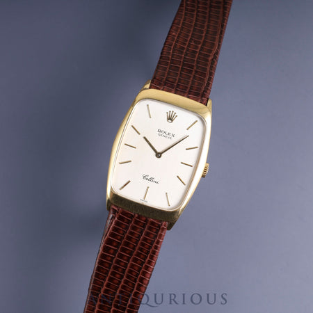 Rolex Cellini 4136 Manual winding Cal.1601 750 Leather Genuine buckle (GP) Silver dial No. 43 (1975) Overhauled