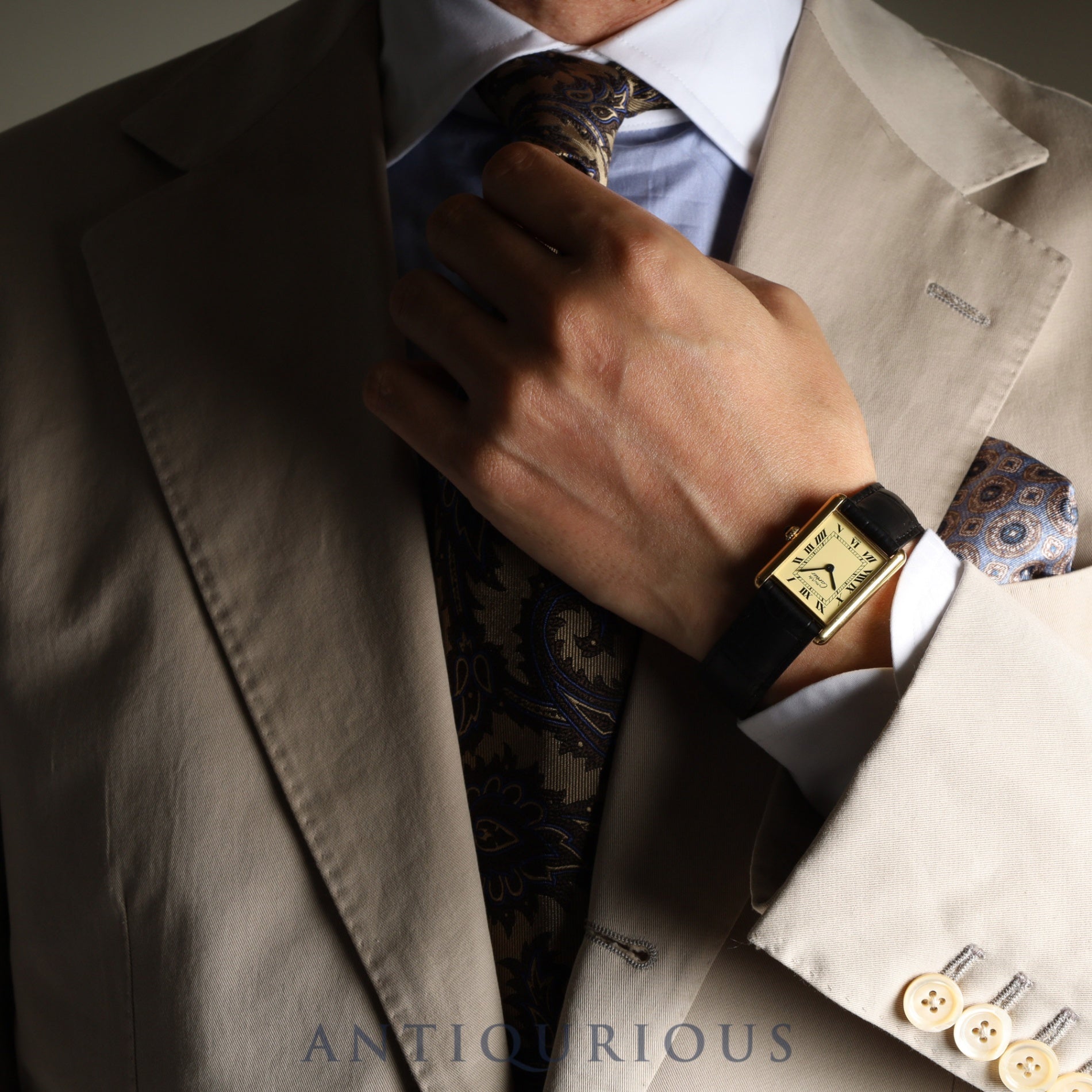 Cartier Must Tank LM 1615 / W1002754 Quartz Cal.90 SV925 Leather Genuine D-buckle (GP) Ivory Roman dial Box Booklet Warranty (1997)