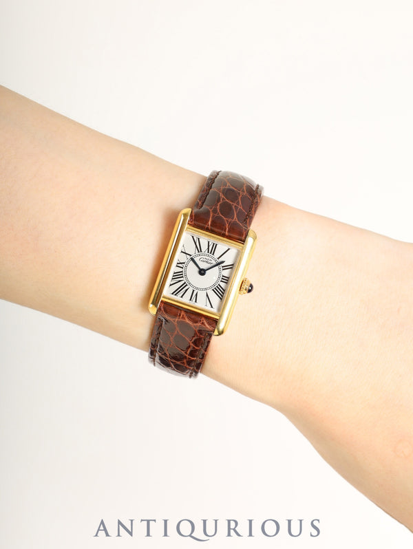 カルティエ マストタンク SM W1005554 / 5057001 クォーツ Cal.057 SV925 革 純正Dバックル(GP)オパラン文字盤(SWISS表記) 箱 冊子 保証書(1994年) オーバーホール済み 新品仕上げ済み