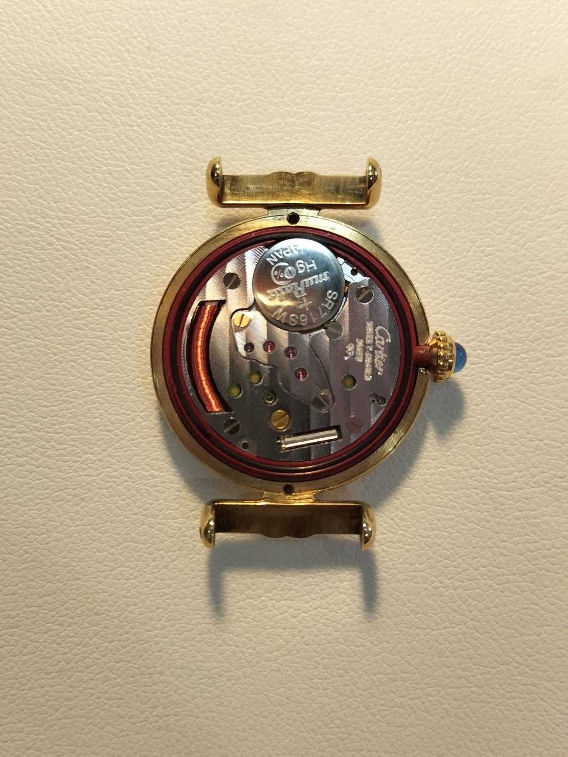 Cartier Must Colisee 590002 Quartz SV925 Leather Genuine Buckle (GP) Ivory Roman Dial Overhauled