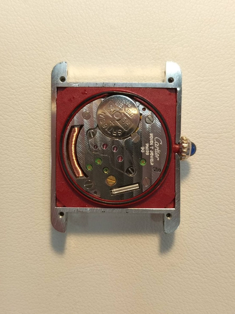 Cartier Must Tank LM 690006, Quartz, Caliber 90, SV925, Leather, Genuine D-buckle (SS), White Roman Dial, Circa 1982-Circa 1995, Overhauled