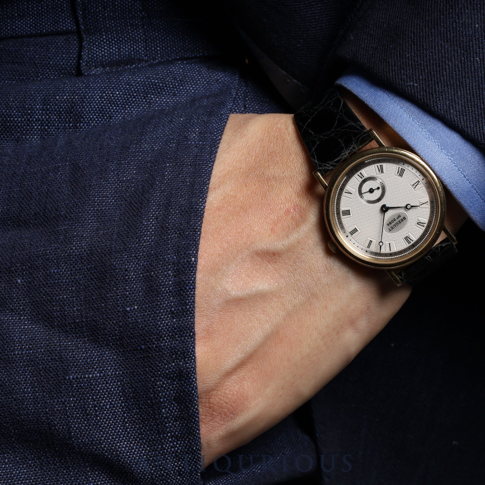 ブレゲ 3917 クラシック 3917 手巻き Cal.818/5 750YG 革 純正尾錠(750)シルバー文字盤 箱