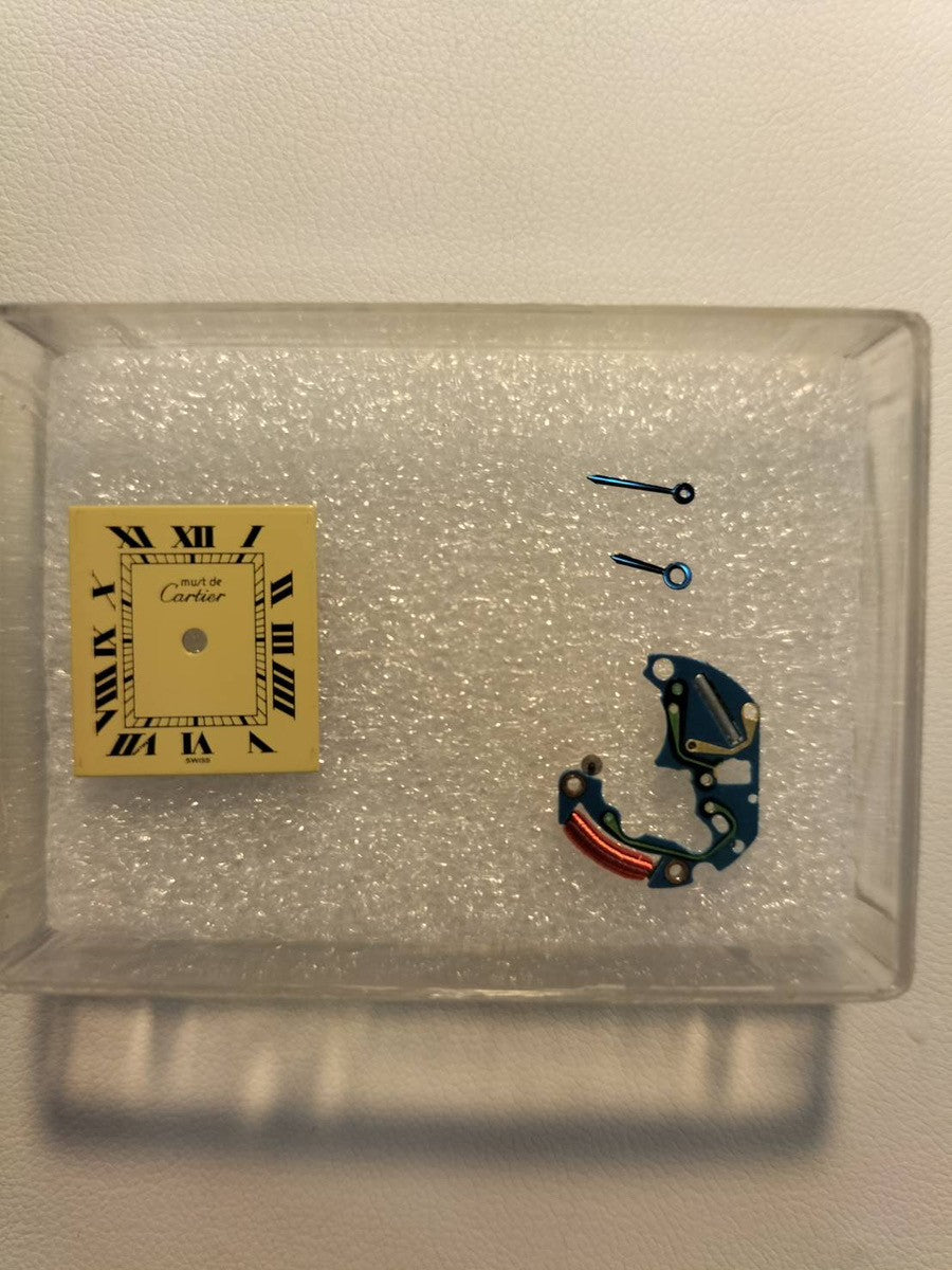 Cartier Must Tank SM 5057001 Quartz Caliber 057 SV925 Leather Strap with Genuine GP Buckle Ivory Roman Dial Overhauled and Finished to Look Like New