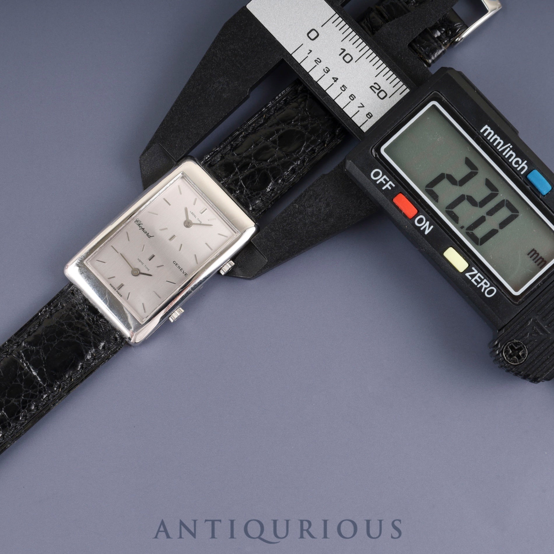 Chopard Dual Time 2240 Quartz Caliber - 18K Genuine Leather Strap Genuine Stainless Steel Buckle Silver Dial Overhauled