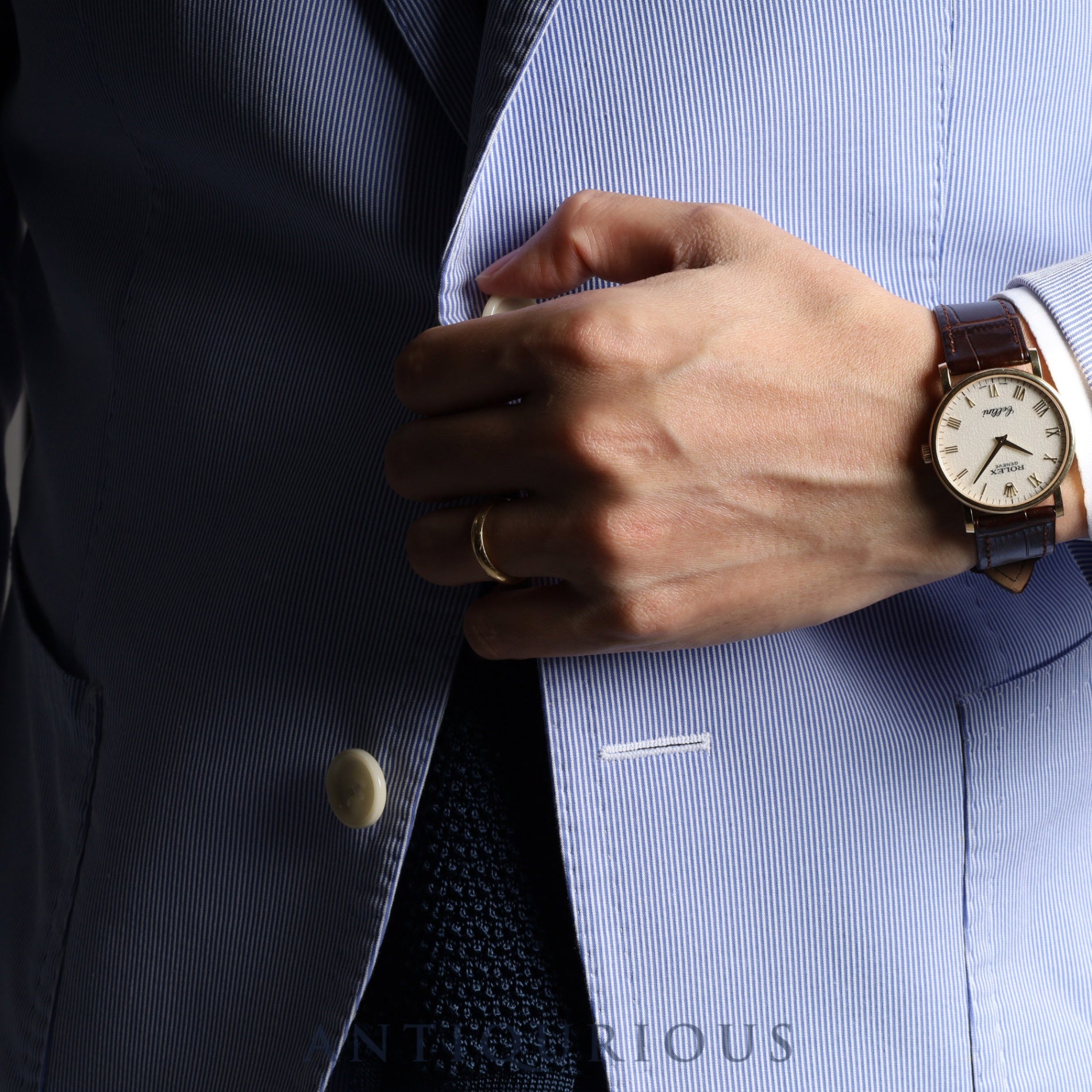 Rolex Cellini 5115/8 Manual winding Cal.1602 750 Leather Genuine buckle (750) Ivory engraved computer dial Warranty (2014) Genuine replacement belt Overhauled