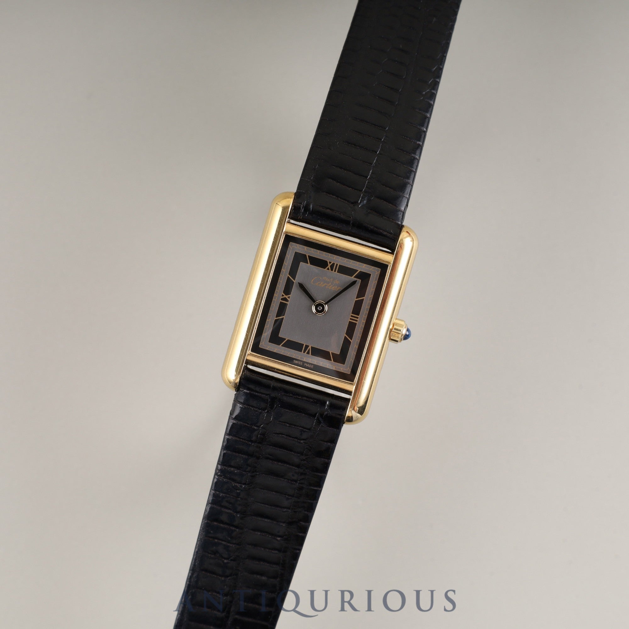 カルティエ マストタンク SM 3 66001 クォーツ SV925 革 純正尾錠(GP) グレー飛びローマン文字盤 箱 冊子 保証書(1983年) タグ カルティエブティックにてコンプリートサービス(フルメンテナンス)済み