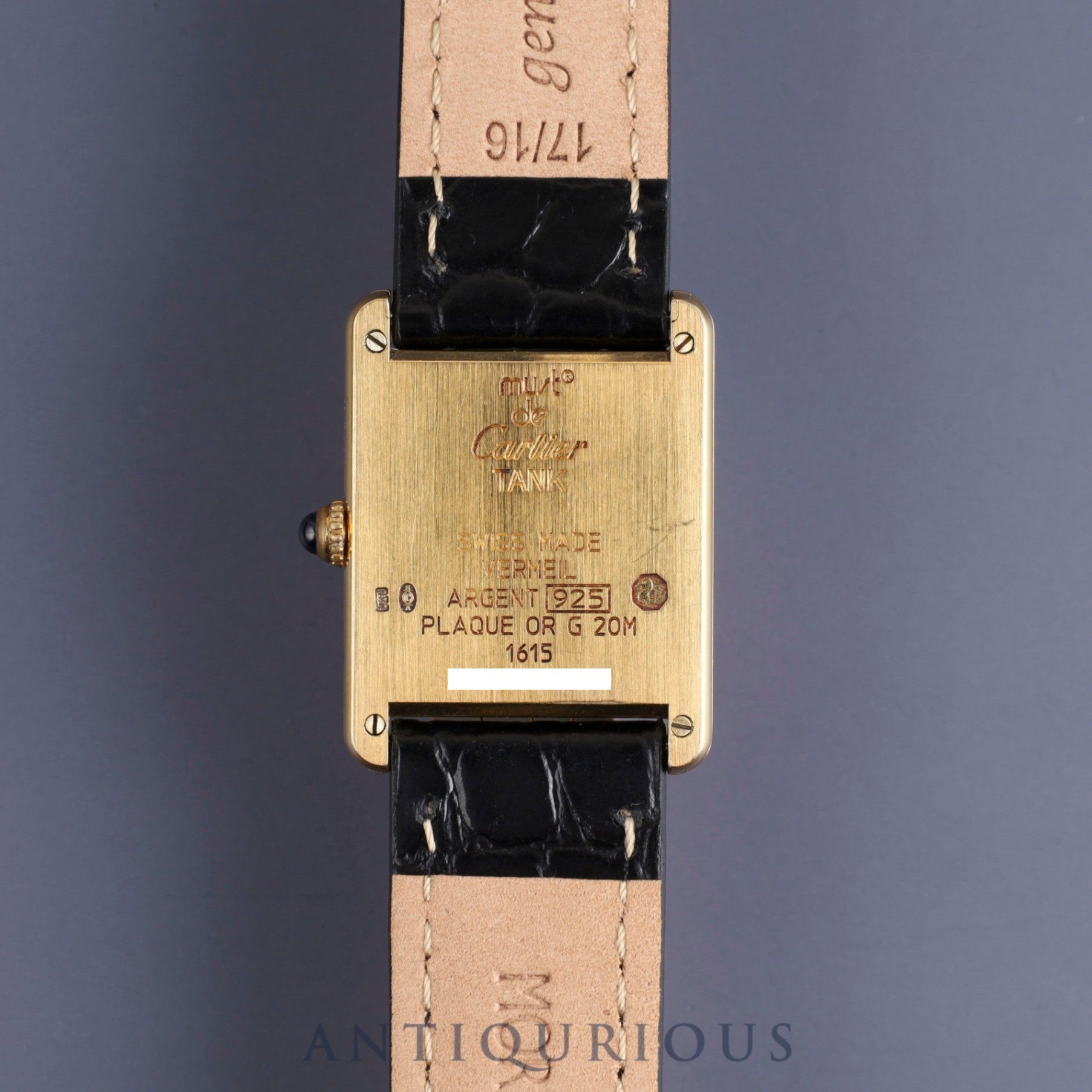 カルティエ マストタンク LM W1005654/1615 クォーツ Cal.90 SV925 革 純正尾錠(GP) オパラン文字盤 1980年代半ば~1994年頃 保証書 オーバーホール済み
