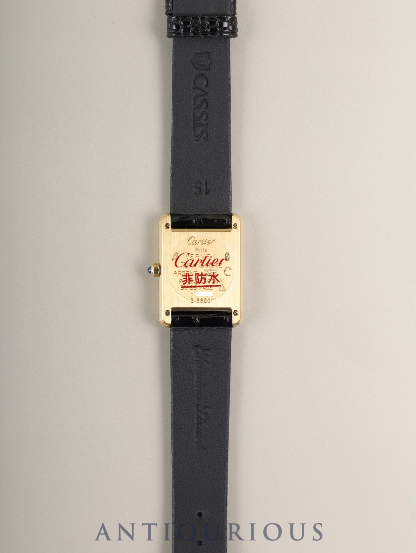 カルティエ マストタンク SM 3 66001 クォーツ SV925 革 純正ピンバックル(GP) オニキス文字盤(SWISS MADE表記) 箱 冊子保証書(無記載)純正レザーベルト付き カルティエブティックにてコンプリートサービス(フルメンテナンス)済み