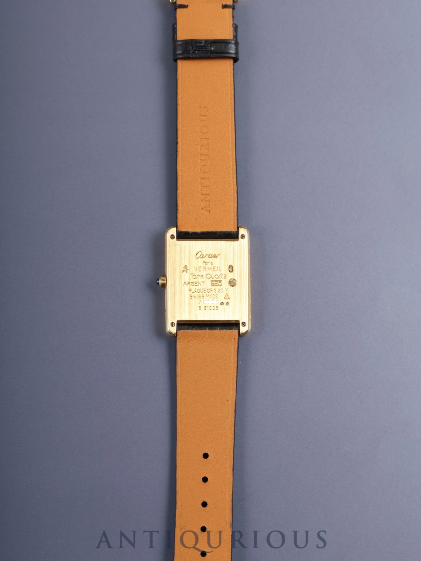 カルティエ マストタンク LM 6 81006 クォーツ Cal.81 SV925 革 純正ピンバックル(GP)グレー飛びローマン文字盤(SWISS表記 )オーバーホール済み 新品仕上げ済み