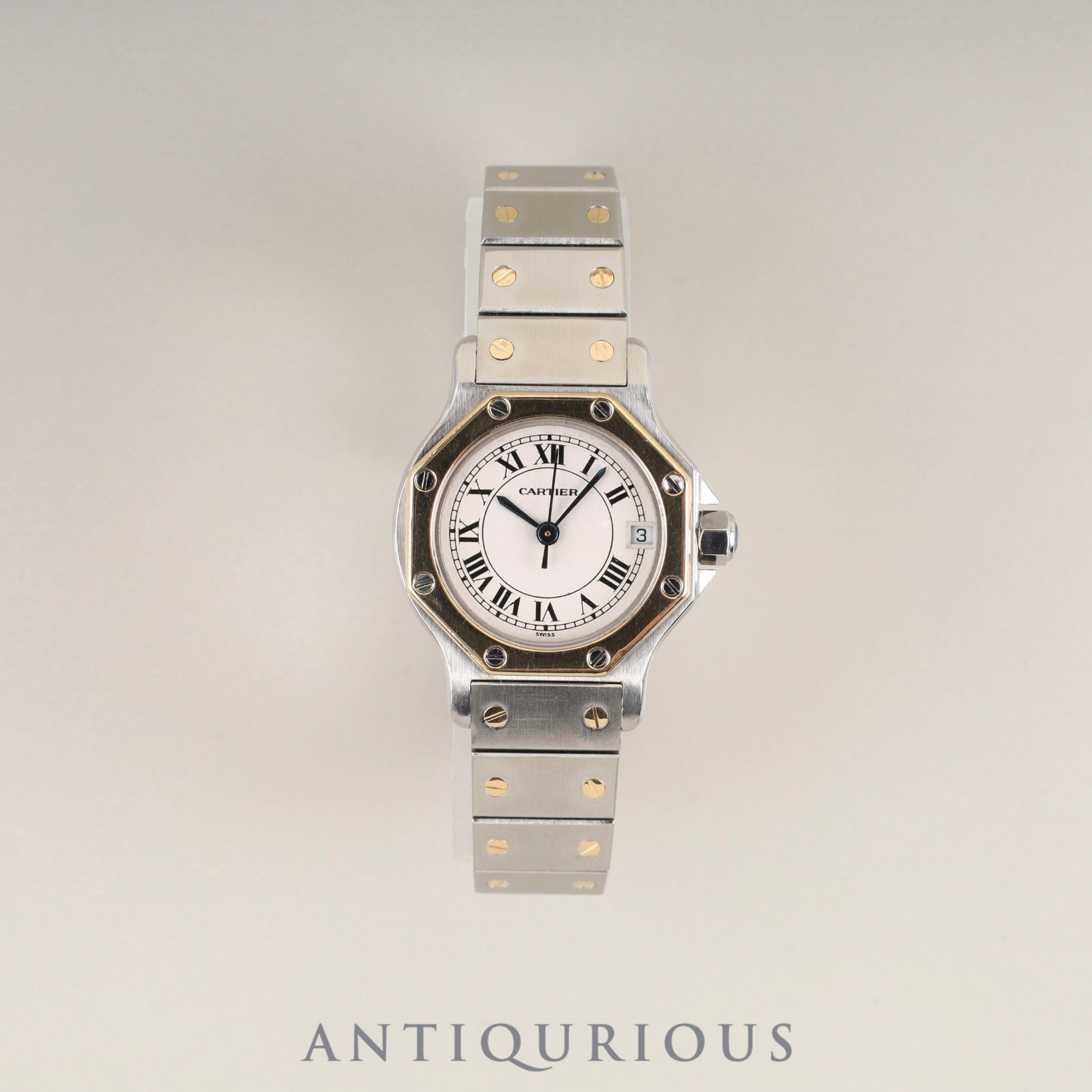 カルティエ サントス オクタゴン SM W2001683 / 187903 クォーツ Cal.87 SS/YG SS/YG アイボリーローマン文字盤 冊子 保証書 オーバーホール済み