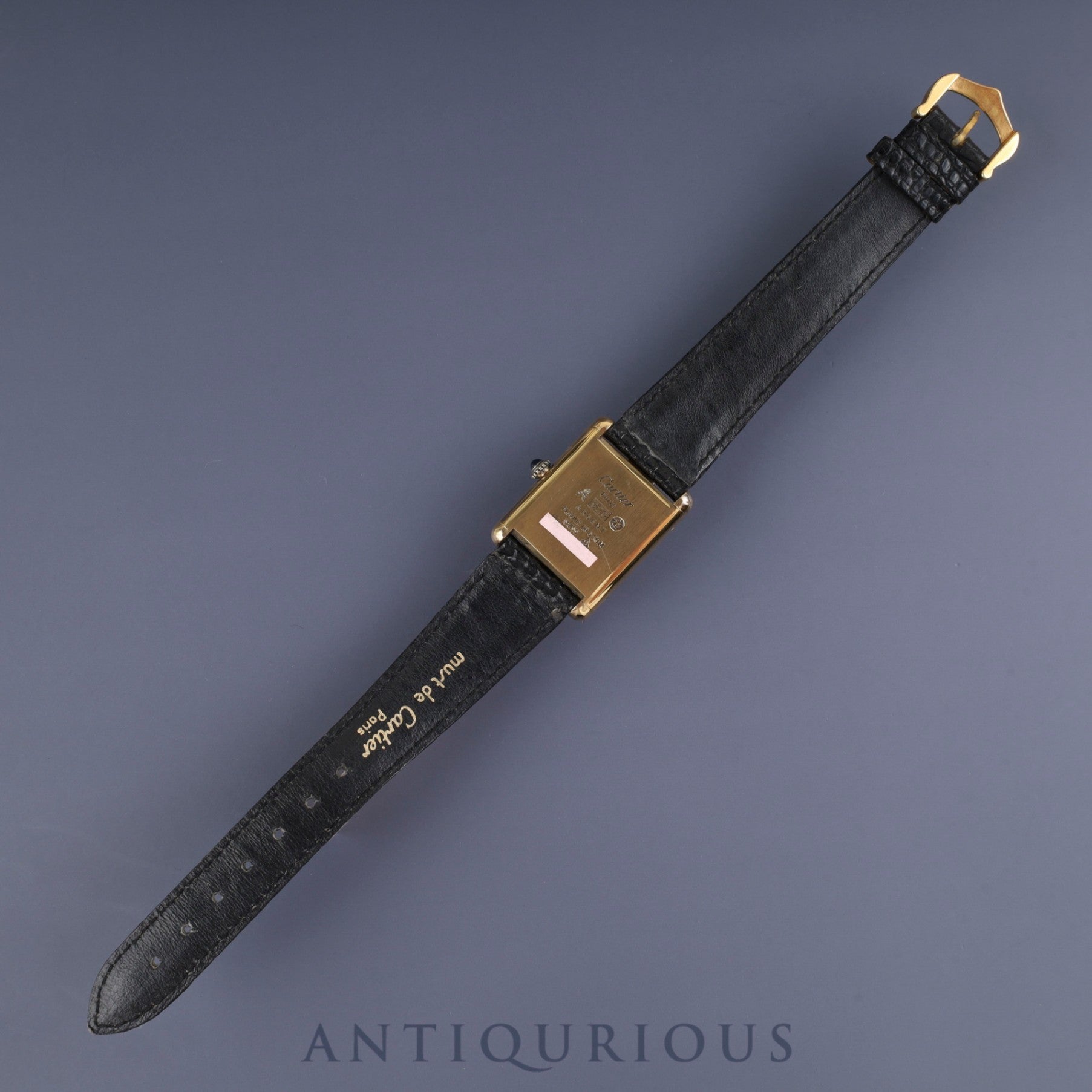 Cartier Must Tank LM Manual winding Cal.78-1 SV925 Genuine leather strap Genuine buckle Black Roman dial Warranty (1978) Overhauled