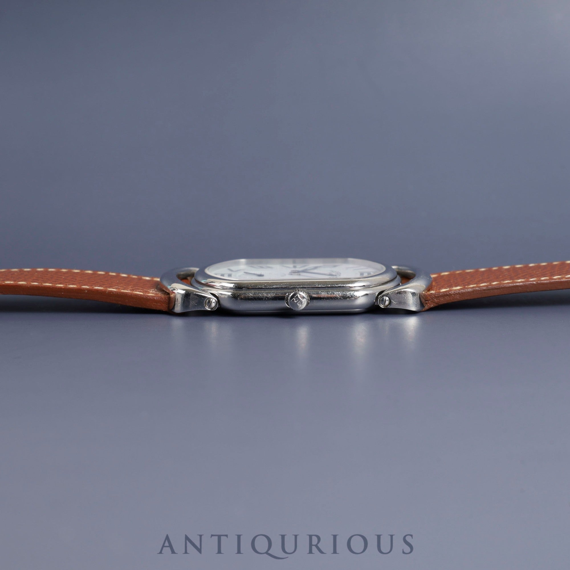 Hermes Rally RA1.810 Quartz Cal.980.163 SS Genuine leather strap (□F stamp: 2002) Genuine buckle (SS) White dial Overhauled