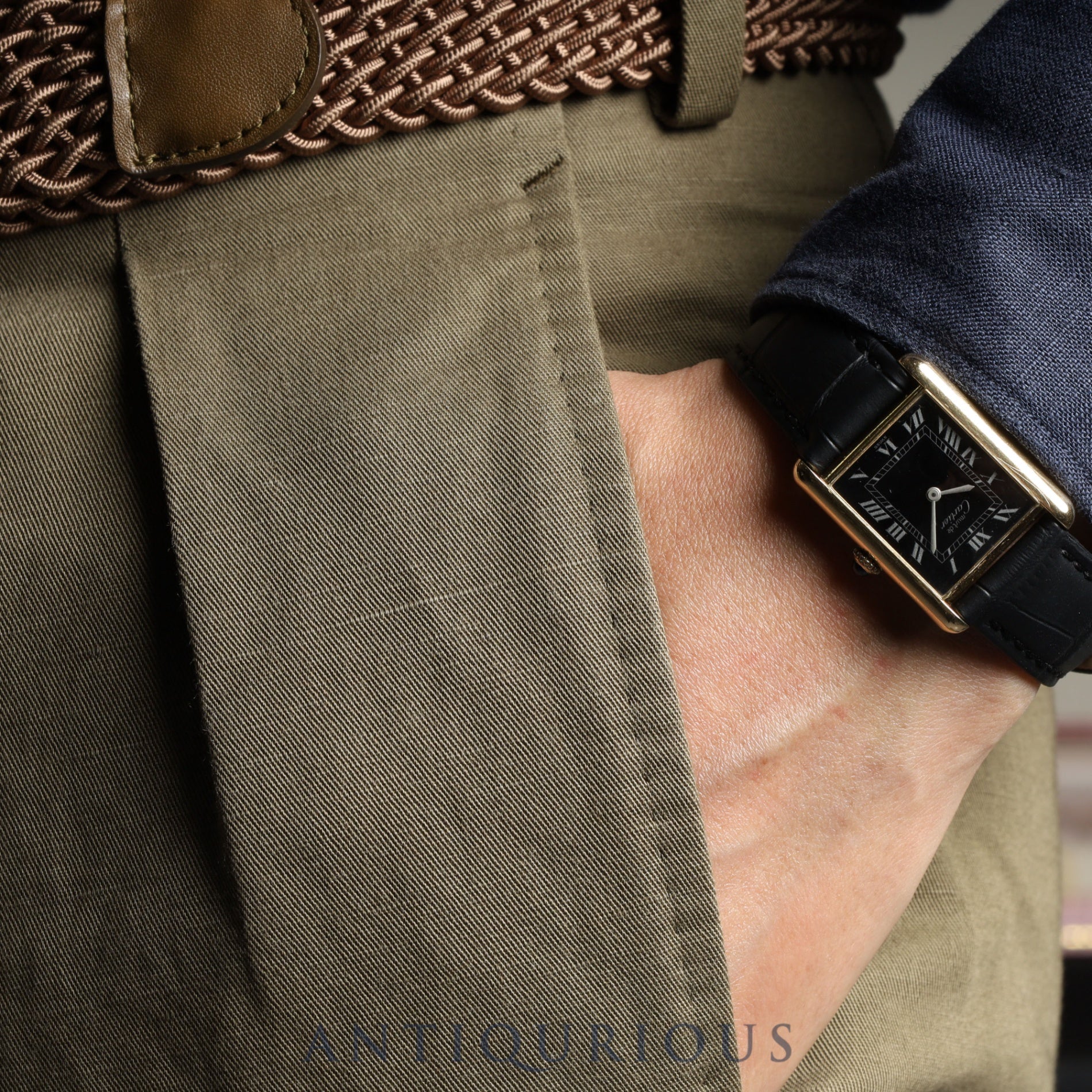 Cartier Must Tank LM Manual winding Cal.78-1 SV925 Leather Genuine buckle (GP) Black Roman dial Overhauled