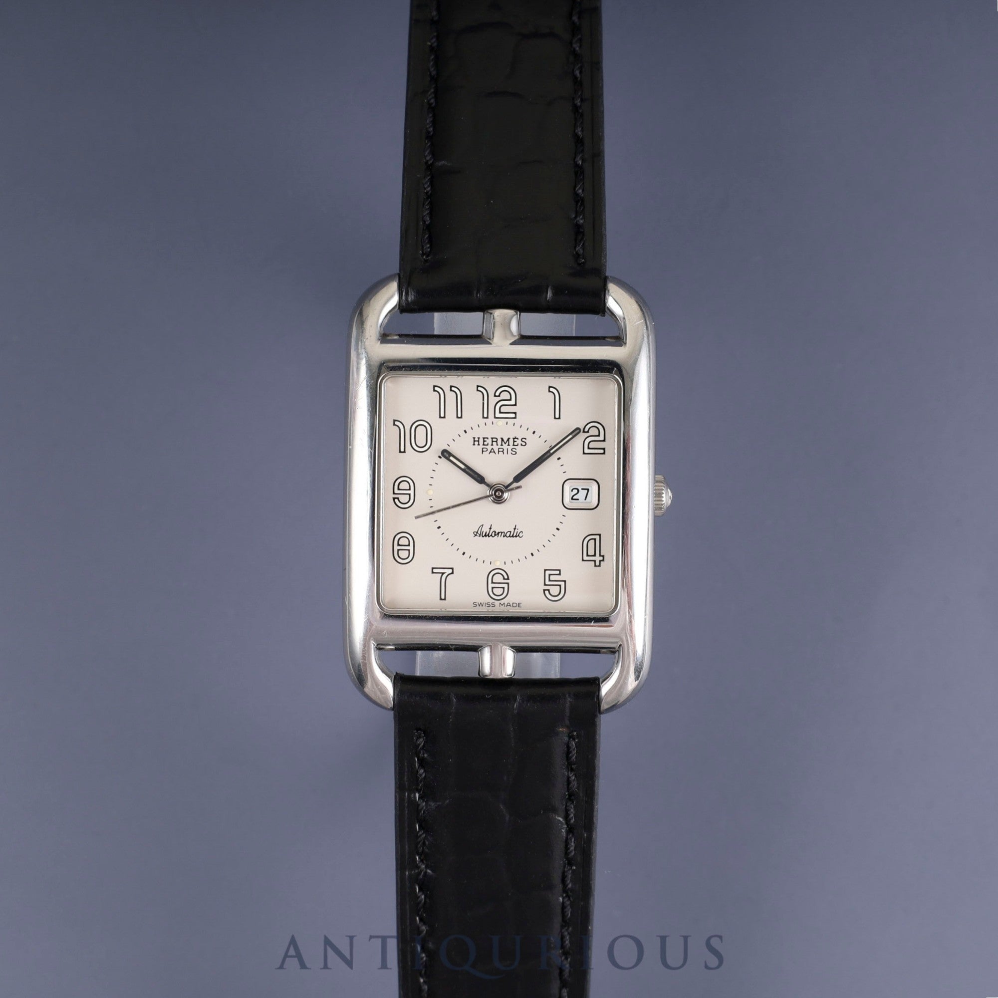 Hermes Cape Cod CC1.710 Automatic SS Leather Genuine Buckle (SS) Silver Arabic Dial Overhauled