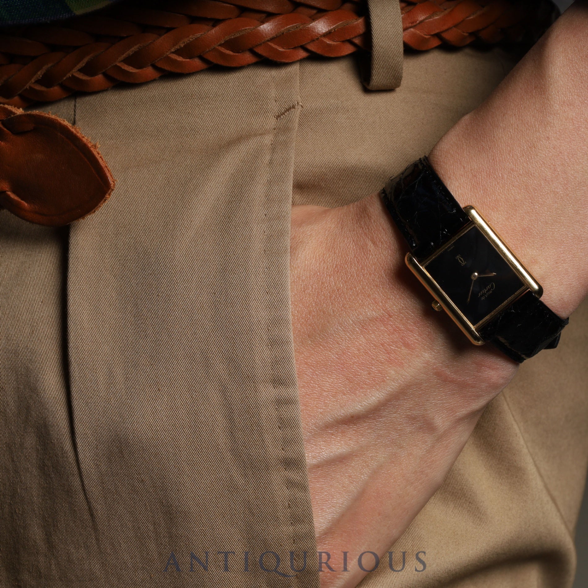 Cartier Must Tank LM QZ 6 81006 SV925 Black Onyx Dial