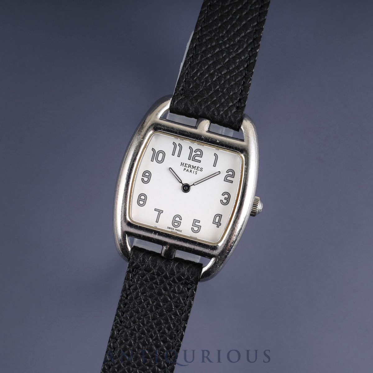 Hermes Cape Cod Tonneau CT1.210 Quartz Cal.976.001 SS Leather Genuine Buckle (SS) White Dial Box Warranty (no date) Overhauled