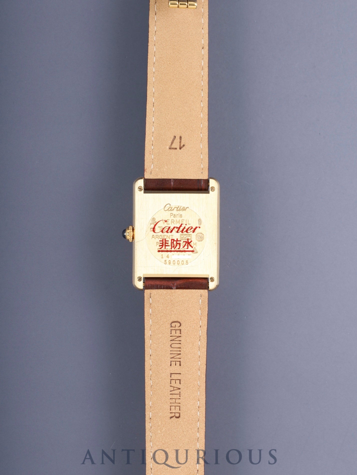 カルティエ マストタンク LM 590005 クォーツ Cal.- SV925 革 純正Dバックル(GP)サイドトリニティ文字盤(SWISS表記)カルティエブティックにてコンプリートサービス済み