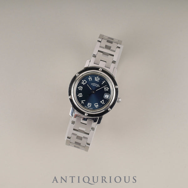Hermès Clipper CL4.210 Quartz Stainless Steel Blue Dial Box Booklet Warranty Card Overhauled