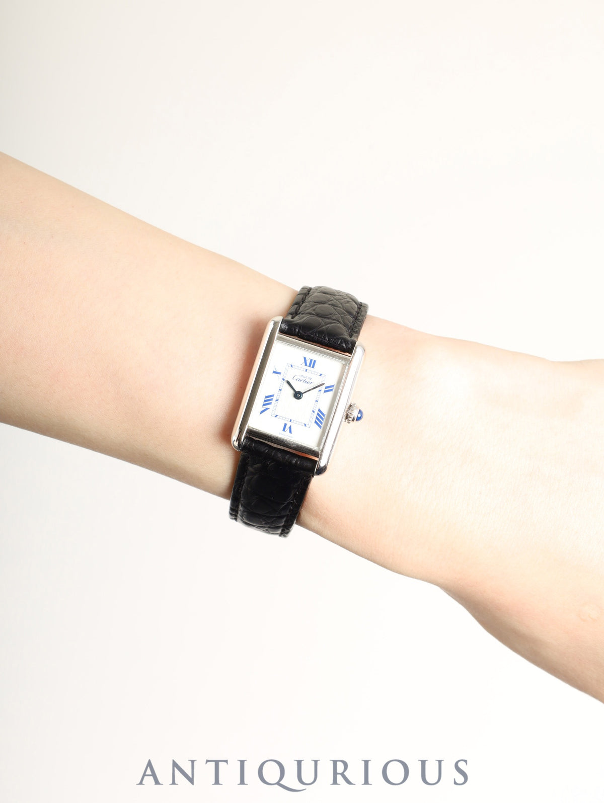 Cartier Must Tank MM W1014054 / 2416 Quartz Caliber 057 SV925 Leather Strap with Genuine D-Clasp (Stainless Steel) White Roman CC Dial (SWISS MADE Marking) Circa 1999-2003 Overhauled