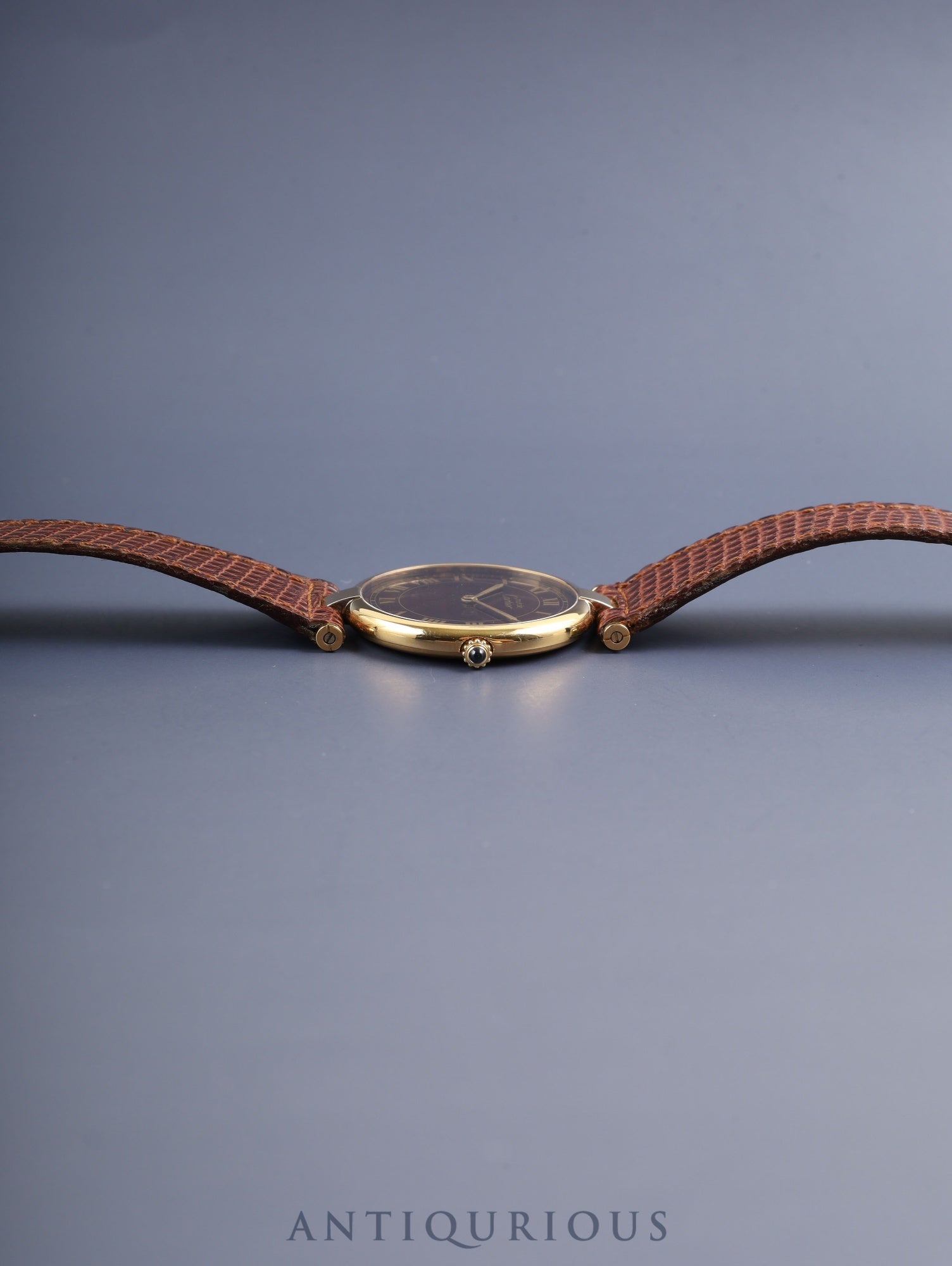 カルティエ マスト ヴァンドーム VLC LM 17 クォーツ Cal.81 SV925 純正革ベルト 純正尾錠(GP) ブラウンローマン文字盤 箱 保証書(1988年)オーバーホール済み