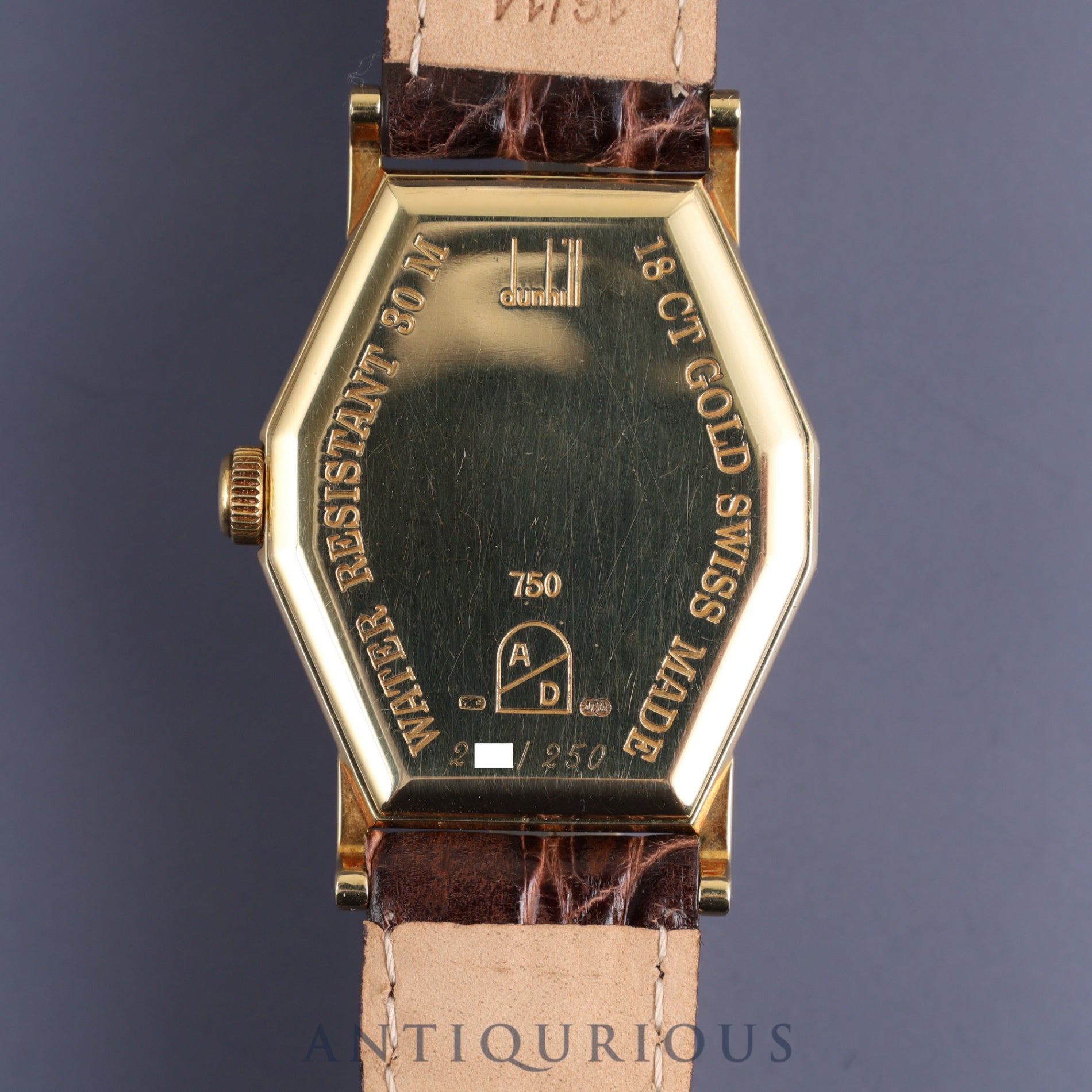 Dunhill Centenary Octagon 100th Anniversary Model Hand-wound Cal.- 750 Leather Genuine Buckle (750) Silver Dial Box Warranty (unsigned) Limited to 250 pieces Overhauled