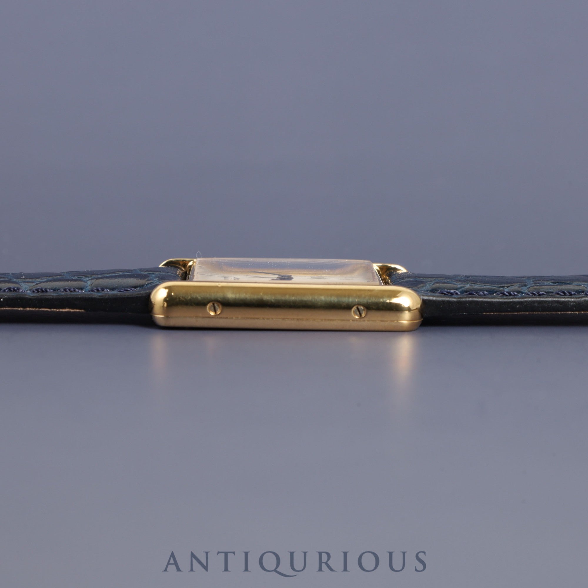 Cartier Must Tank LM 590005 Quartz Cal.90 SV925 Leather Genuine Buckle (GP) Straight Roman Dial Overhauled Newly Finished