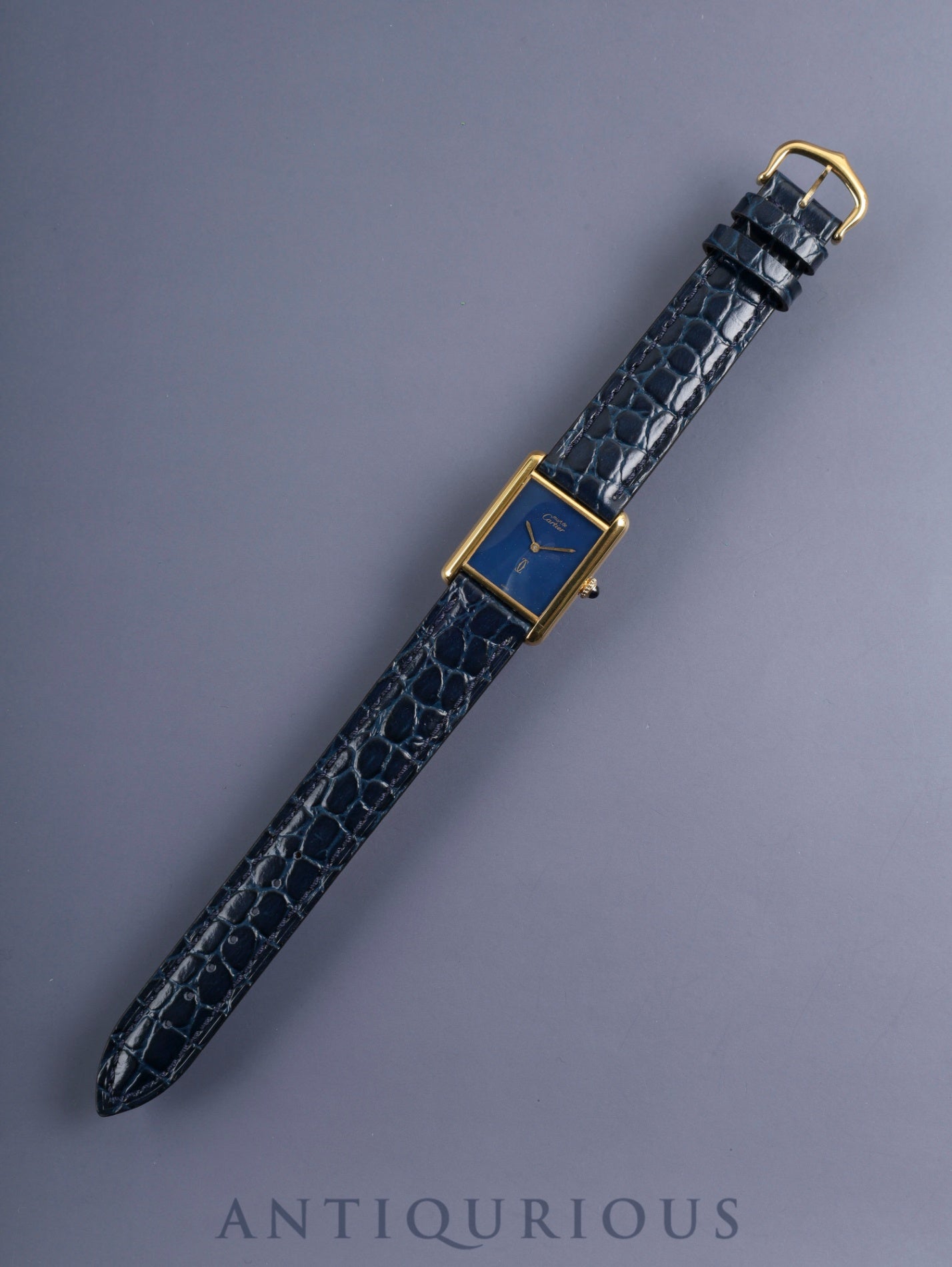 カルティエ マストタンク LM 手巻き Cal.78-1 SV925 革 純正ピンバックル(GP)ラピスラズリ文字盤(SWISS表記 )オーバーホール済み 新品仕上げ済み