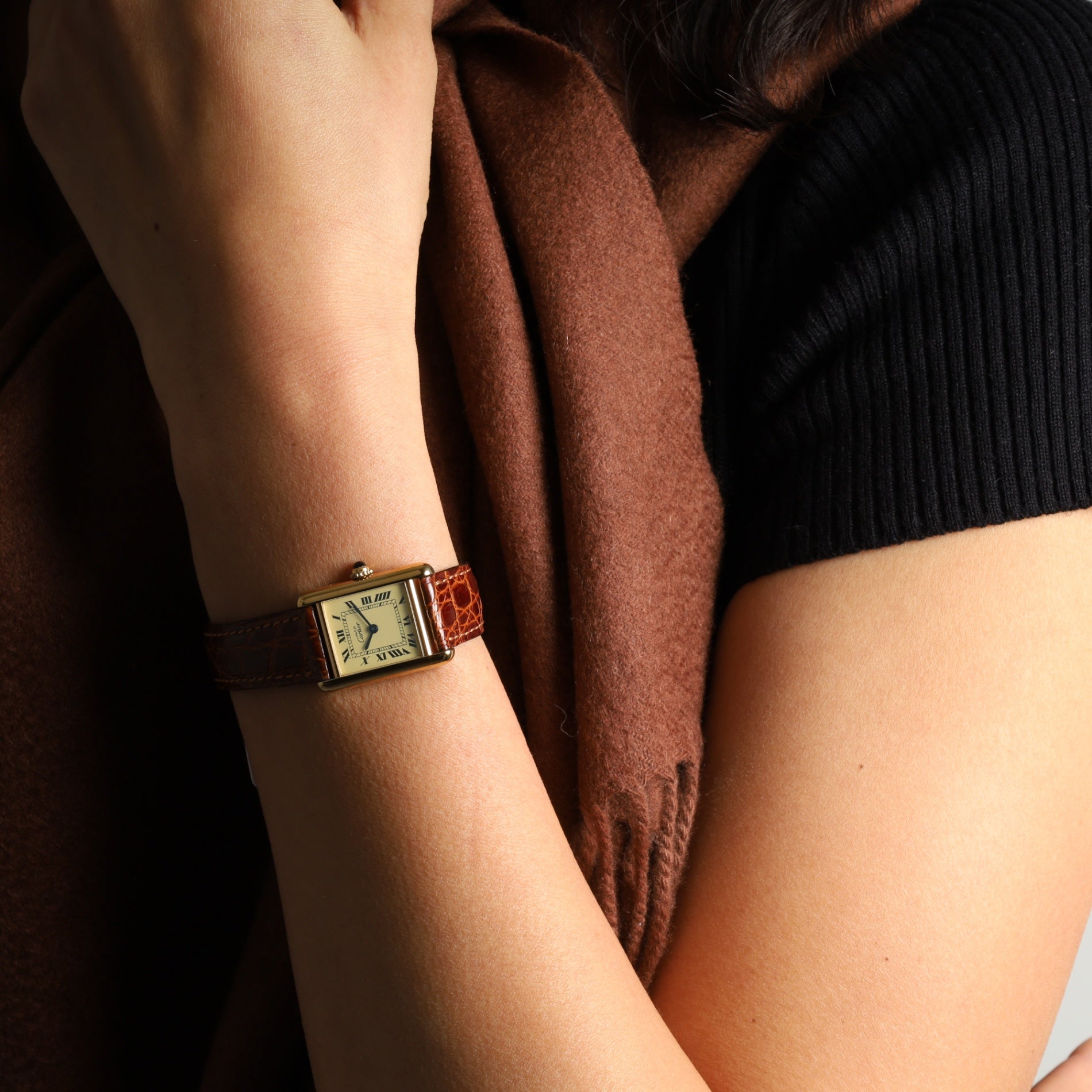 カルティエ マストタンク SM QZ アイボリーローマン文字盤 箱 保証書 1994年