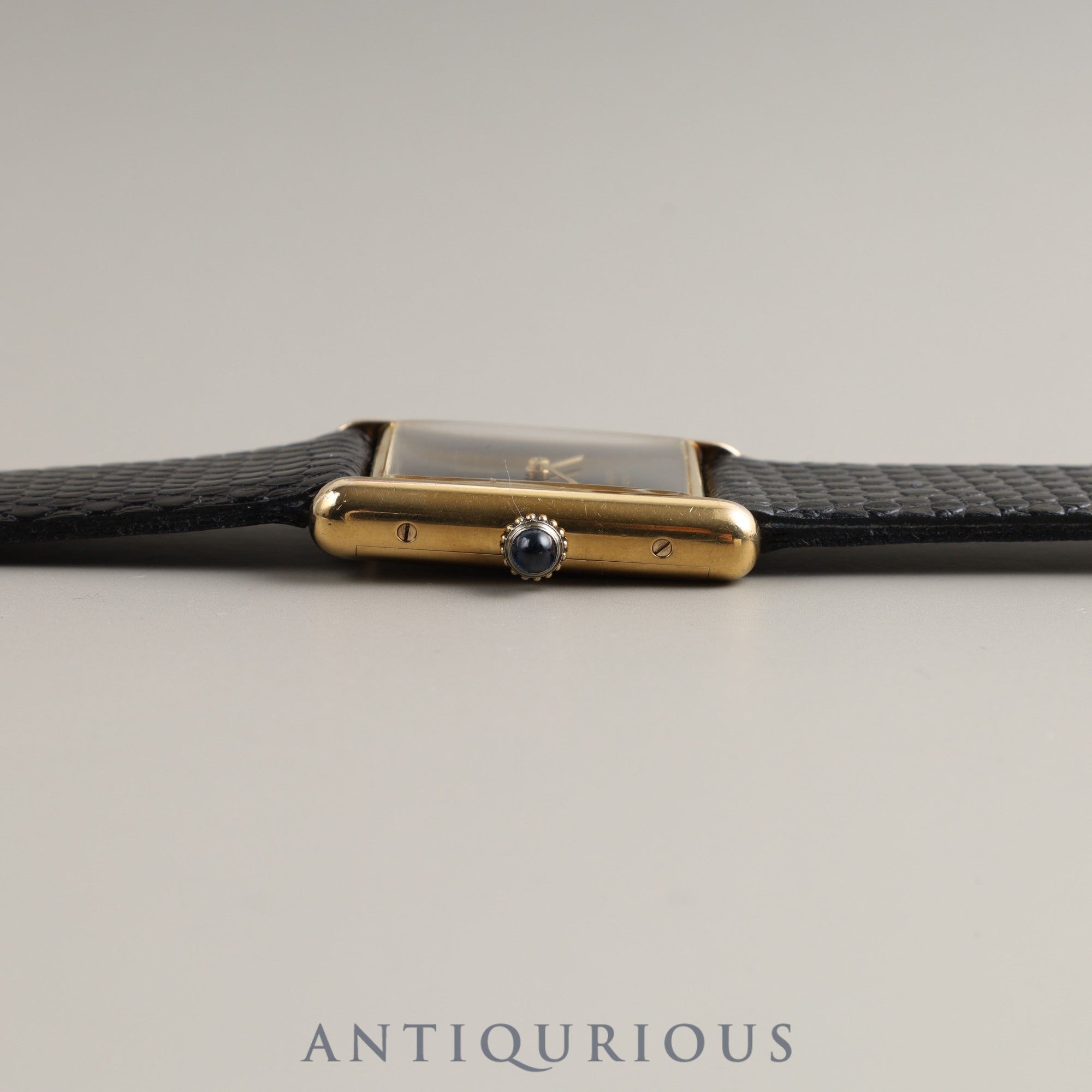 Cartier Must Tank LM Manual Winding Cal.78-1 SV925 Leather Genuine Buckle (GP) Black Onyx Dial Box