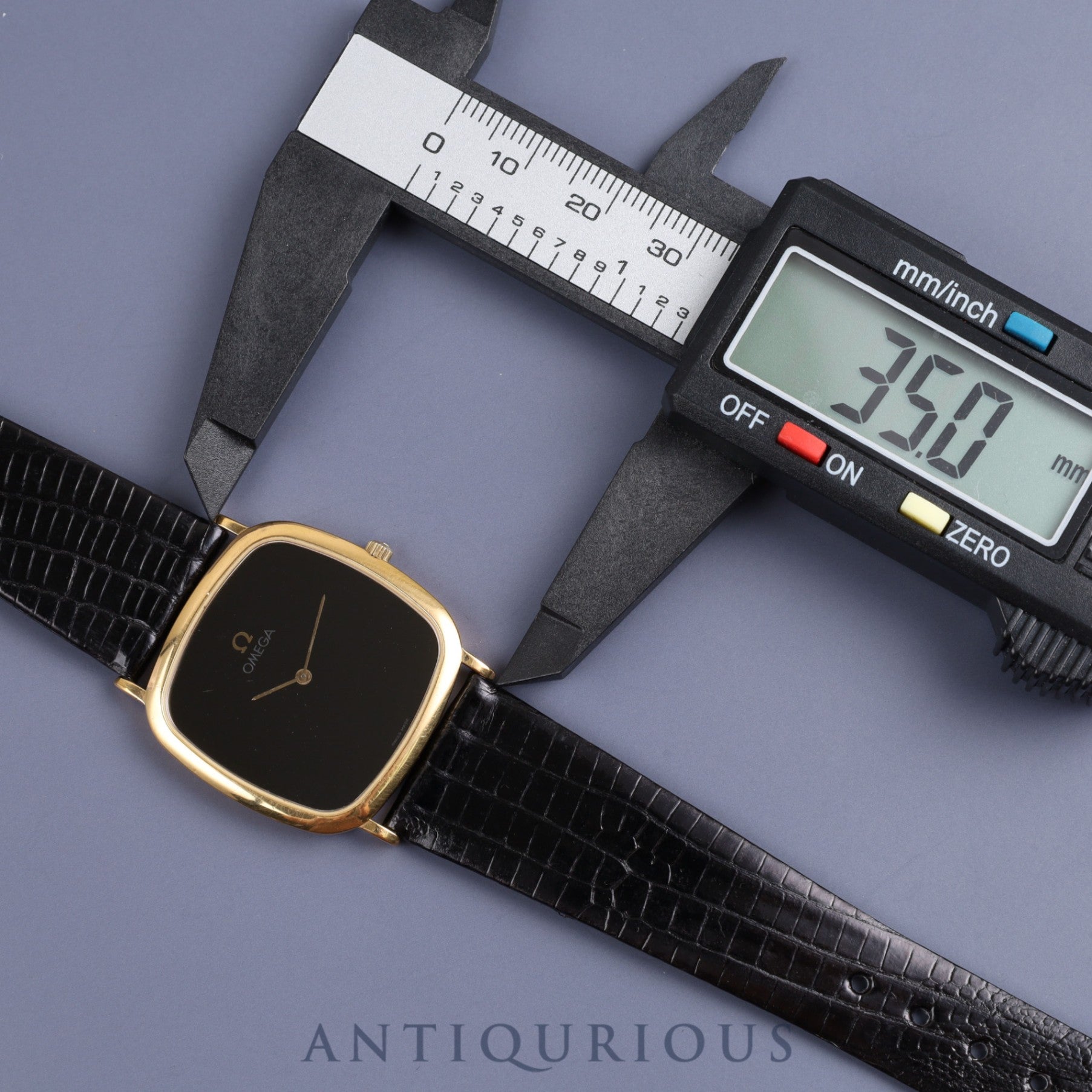 オメガ デ・ヴィル 195 077.2 クォーツ Cal.1378 GP 革 純正尾錠(GP)ブラック文字盤 オーバーホール済み