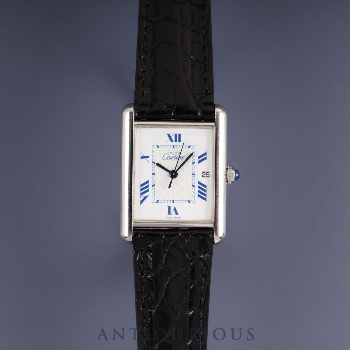 Cartier Must Tank GM (XL) W1014154/2414 Quartz Caliber 687 SV925 Leather Strap with Genuine D-Clasp (Stainless Steel) White Roman Dial Overhauled