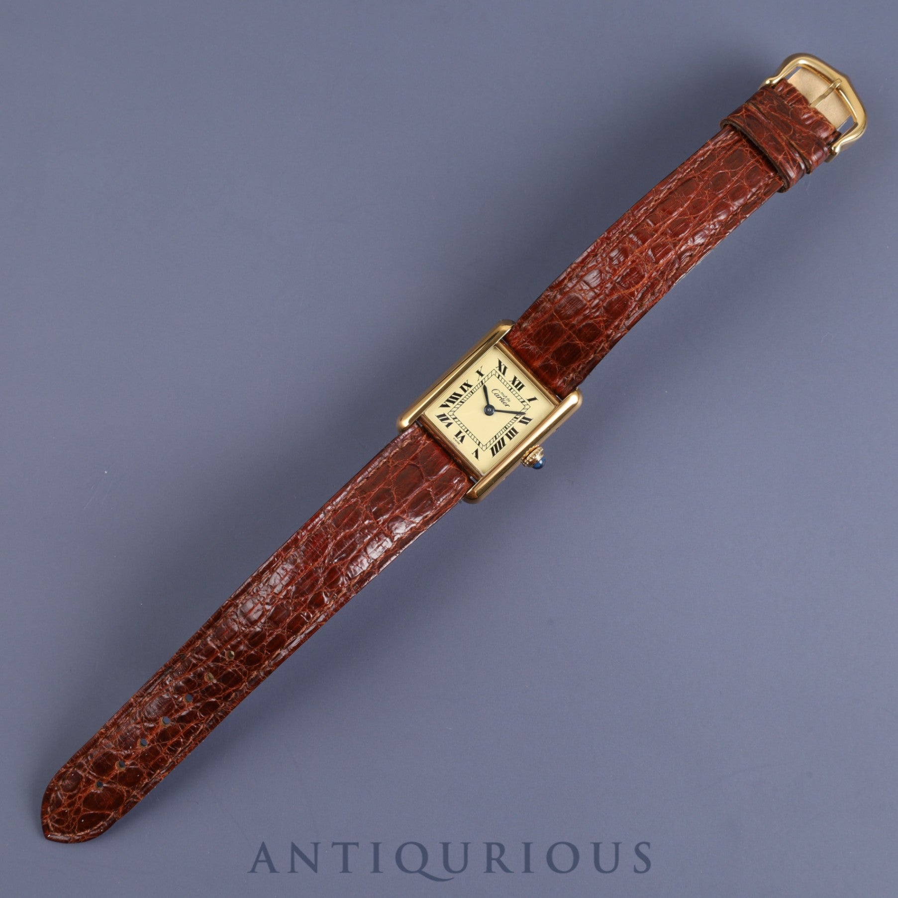 カルティエ マストタンク SM 5057001 クォーツ Cal.057 SV925 純正革ベルト 純正尾錠(GP)アイボリーローマン文字盤 1980年代半ば~1994年頃 オーバーホール済み