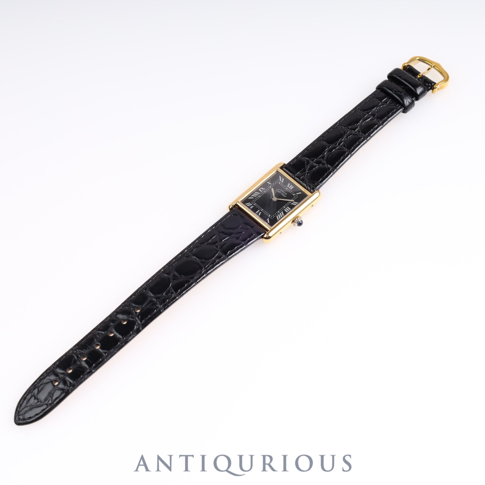 Cartier Must Tank LM Manual Winding Black Roman Dial