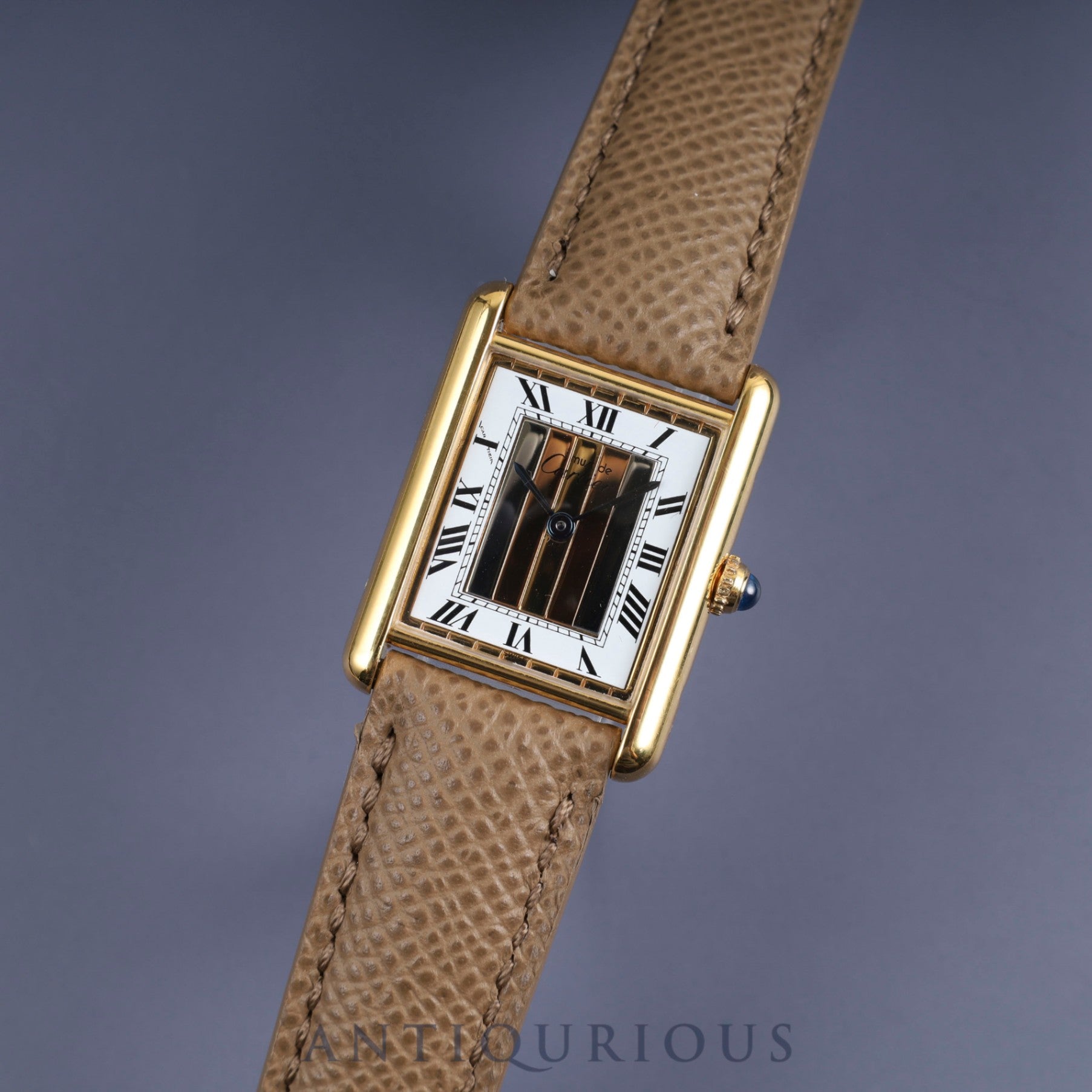 カルティエ マストタンク LM 590005 クォーツ Cal.90 SV925 革 純正尾錠(GP) フロントトリニティ文字盤 オーバーホール済み 新品仕上げ済み