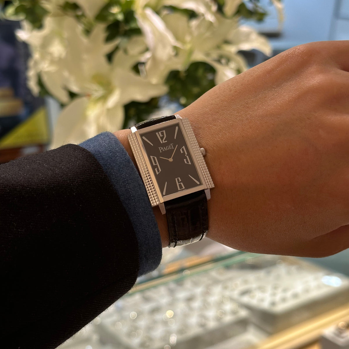 Piaget 1967 Square 90300 Manual winding Cal.430P WG Leather Genuine buckle (750) Black Arabic dial Overhauled