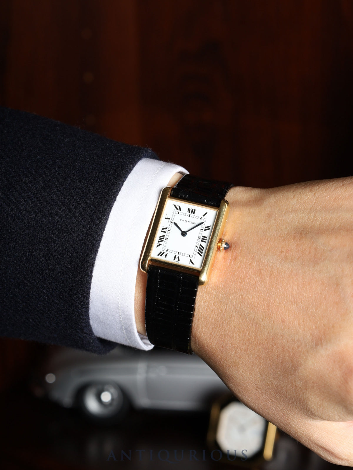 Cartier Tank Louis Cartier LM 78086 Manual Winding Cal.ETA2512-1 / 78-1 750YG Original Pin Buckle (GP) White Roman Dial (PARIS lettering) Warranty Overhauled