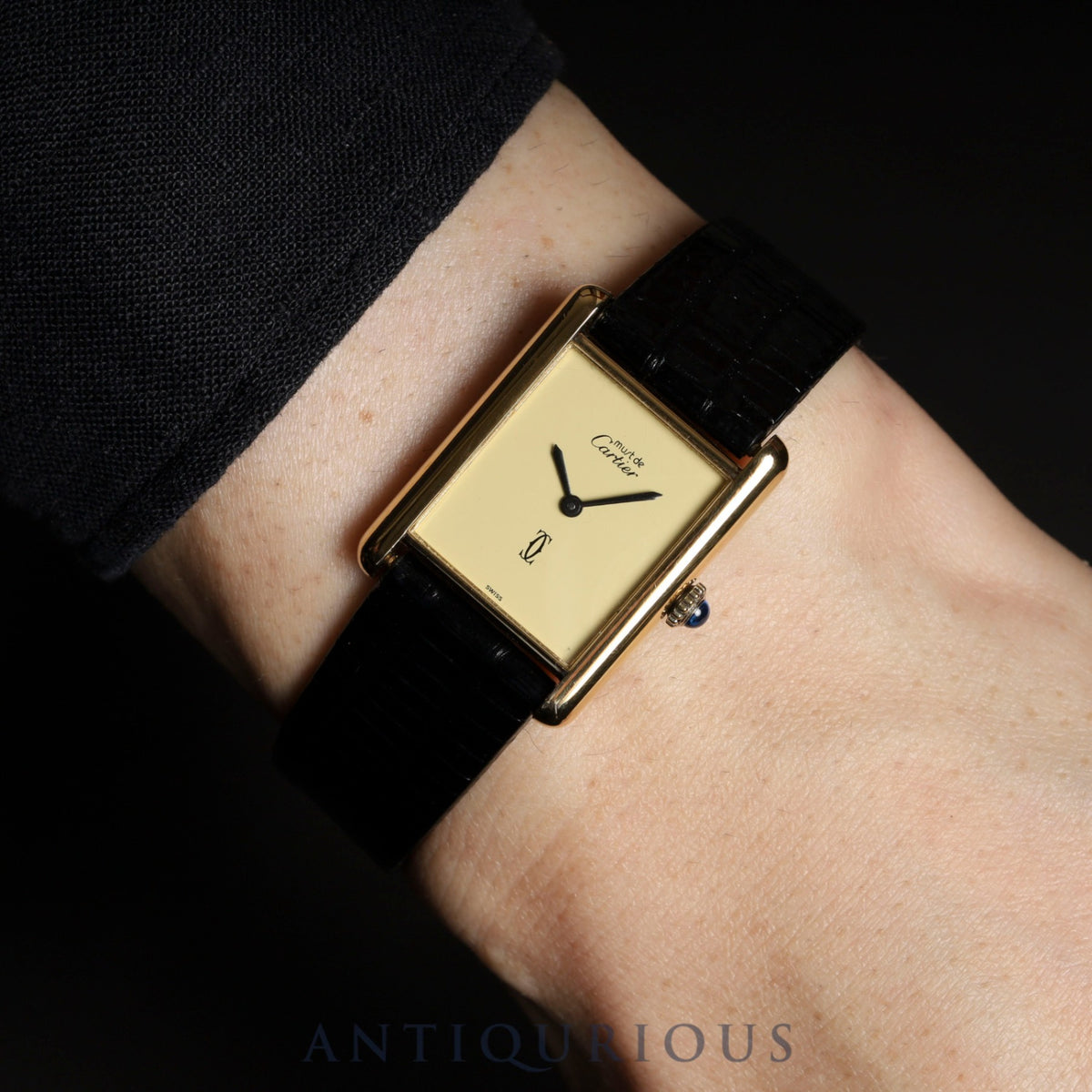 Cartier Must Tank LM Manual winding Cal.78-1 SV925 Leather Genuine buckle (GP) Ivory dial Overhauled