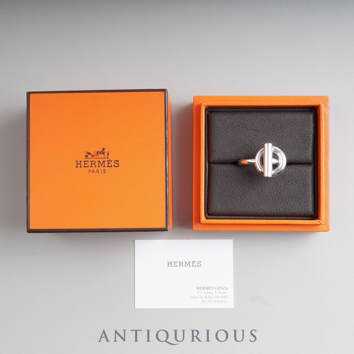 HERMES ヴィンテージリング 57 オレンジ樹脂
